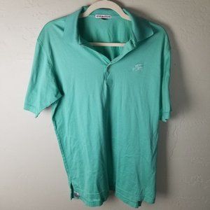 Peter Millar Men's S Green Solid Golf Polo Shirt S